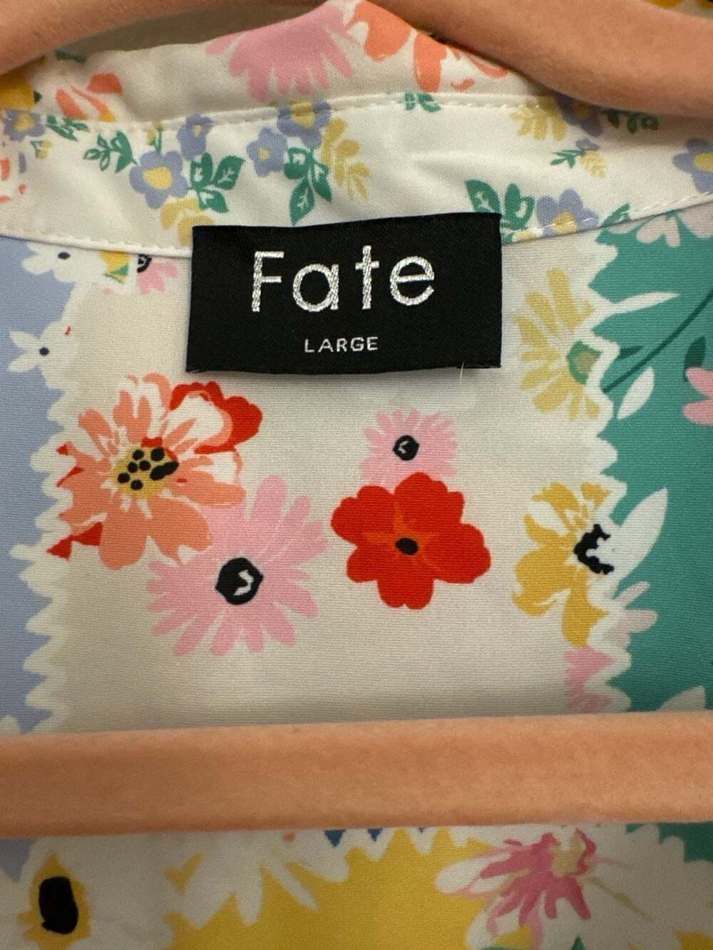 Fate Multicolor Floral Patchwork Button-Up Shirt … - image 3